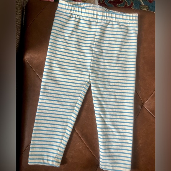 Hanna Andersson Other - Hanna Andersson Blue and Cream Leggings with Stripes Size 12-18 Months